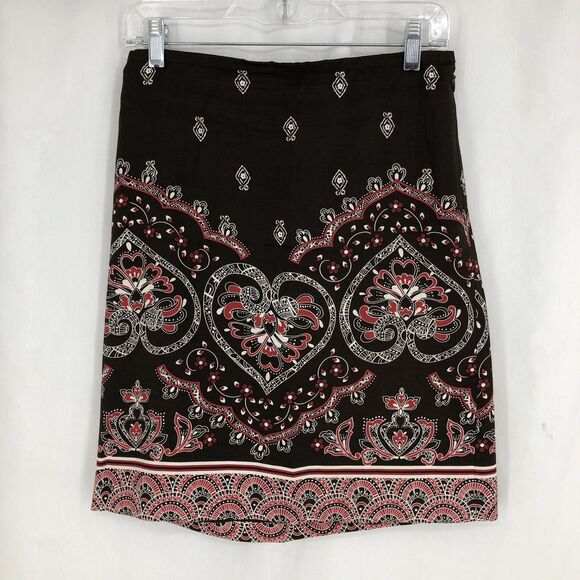 Ann Taylor Dresses & Skirts - Ann Taylor Loft Brown Red Heart Handkerchief Skirt Lined 2